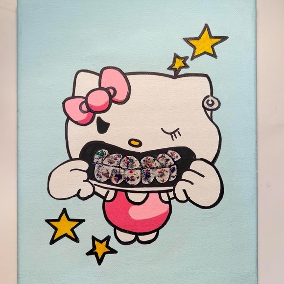 Hello Kitty Grills Painting 8x10 frame - Picture 1 of 4